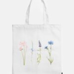 White Tote Bag with flowers