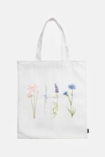 White Tote Bag with flowers
