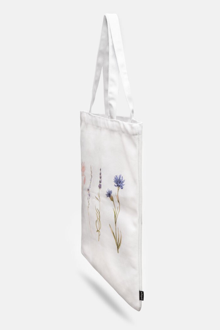 White Tote Bag with flowers - Image 5